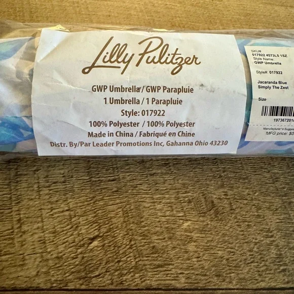 NWT Lilly Pulitzer Blue Floral Umbrella - Picture 9 of 10